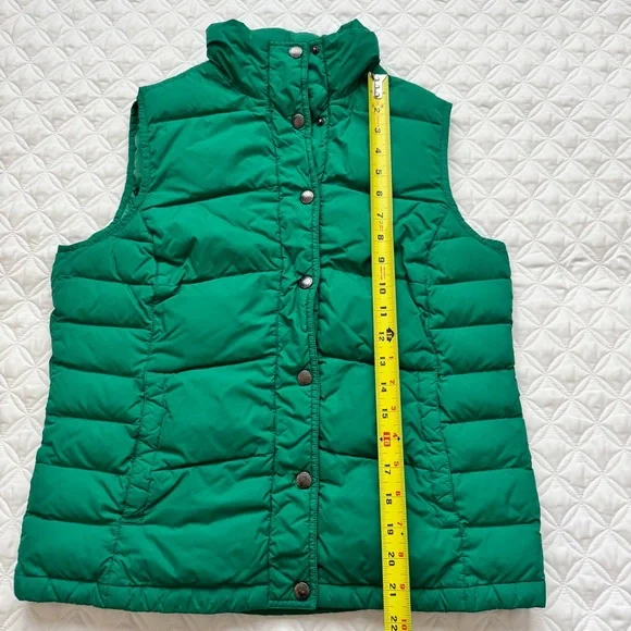 Lands' End Down Puffer Vest Snap Button Emerald Green Size Small - Picture 12 of 13